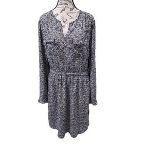 Mossimo Black White Zebra Print Surplice Dress Size L Long Sleeve Knee Length